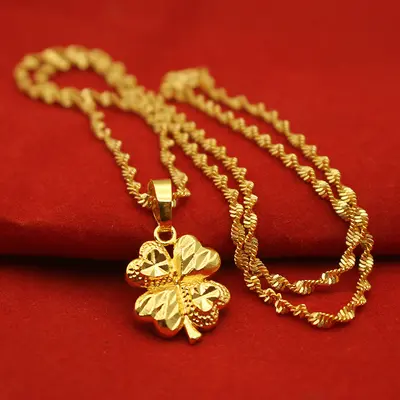 Women's Water Drop Pendant Necklace with Flower Collarbone Chain - 13