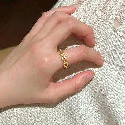S925 sterling silver geometric zircon stackable ring, gold-plated - 7