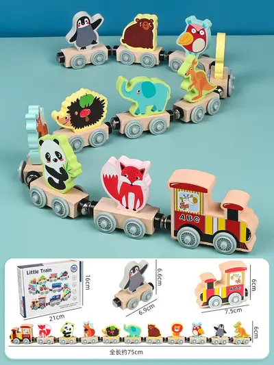 Wooden Magnetic Digital 12-Section Combined Small Train Toy for Children, Boys and Girls Ages 2-4, Baby Early Education Enlightenment - 8
