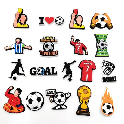 Football Themed Soft Rubber Clog Charms, World Cup Decorative