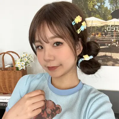 Cute pudding bear series hair accessories combination for girls, sweet broken hair bangs clip, high elastic hair rope and wholesale hair tie