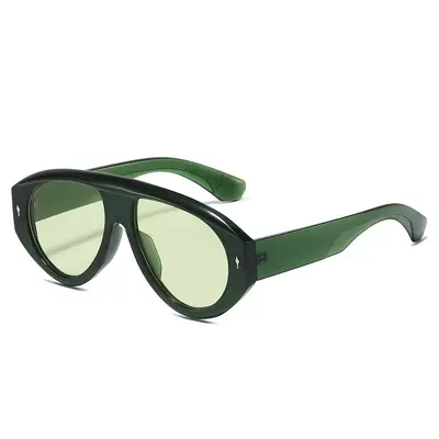 Oversized Aviator-Style Sunglasses with Rivet Detail for Driving - 10