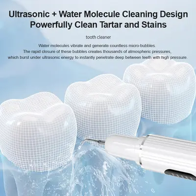 Ultrasonic electric tooth cleaner with water spray for tartar and plaque removal