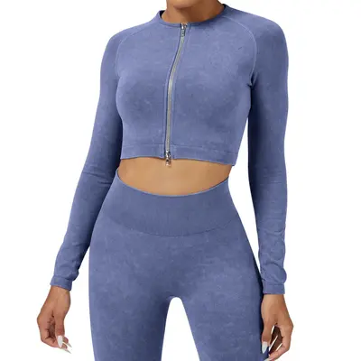 Damen-Sportset, nahtlos, hoher Bund, sandgewaschen - 6