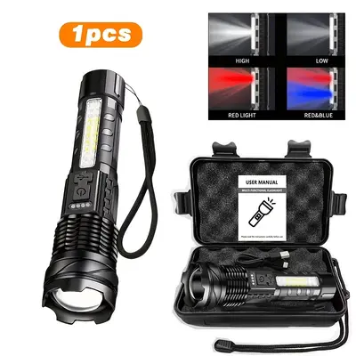 A76 Rechargeable LED Flashlight, Long Range, Multifunctional, Side Work Light - 10