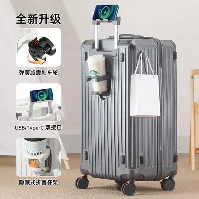Luggage 26 inch anti-drop high-capacity aluminum frame 28 inch wheeled bag shock-absorbing brake suitcase with 5 wheels cipher lock for men and women - 13