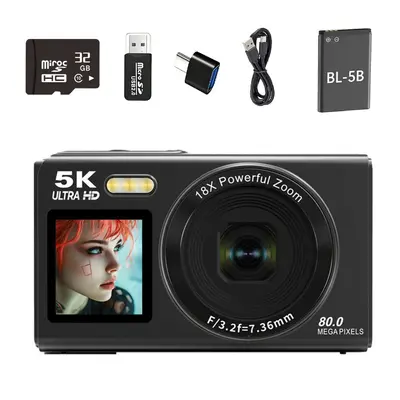 5K HD Digitalkamera, Dual-Display, WLAN, tragbare Vlog-Kamera - 12