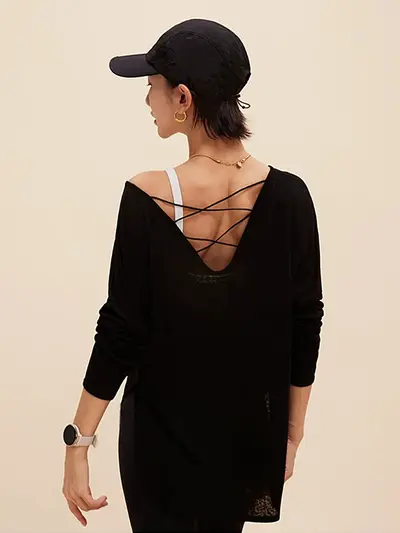 防晒罩衫女秋季新款慵懒风健身瑜伽服套装宽松显瘦长袖运动上衣t