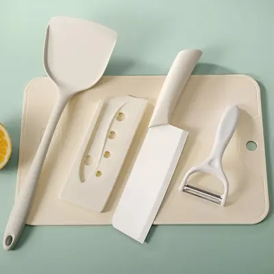 Kitchen knife and cutting board with silicone spatula and spoon - 10