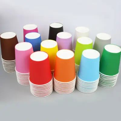 Renkli Kağıt Bardak 250 ml, Kalın, Tek Kullanımlık, Anaokulu El İşi DIY, Karışık Renk