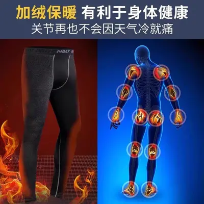 Мужские зимние термоleggings, облегающий крой, теплые с флисовой подкладкой, компрессионные брюки до колена, высокая эластичность, спортивные фитнес-тренировки, бег, велоспорт
