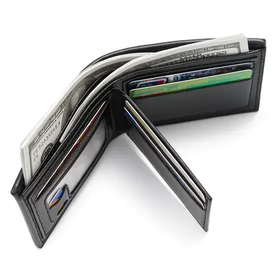 Men's Short Wallet, Multi-Card Slots, Slim Leather - 3