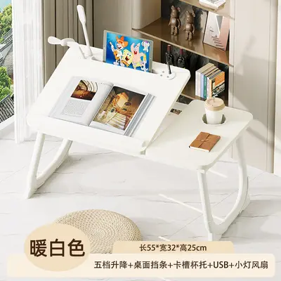 Bed table, nightstand, foldable removable laptop desk, children's study desk, home bedroom dorm simple charging table - 9