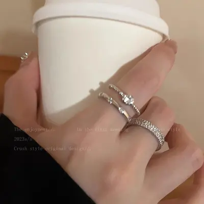 Pearl Zircon Butterfly Ring for Women, Couple Ring - 9