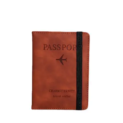 PU deri kayış pasaport çantası RFID pasaport tutucu koruyucu kapak yurtdışı seyahat cüzdanı kart tutucu bilet tutucu yazdırılabilir logo