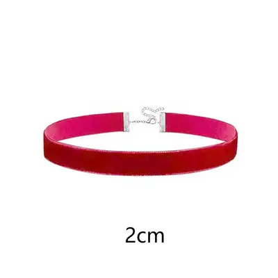 Red Velvet Choker Necklace, Gold Thread, 0.6mm-2.5cm