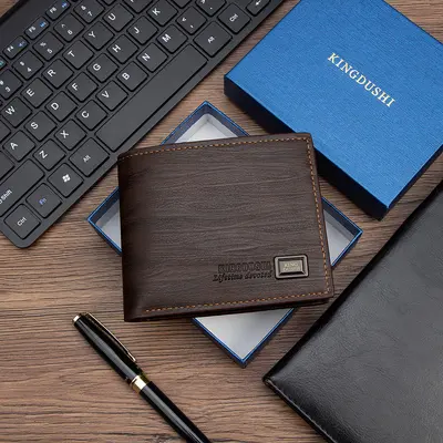 Business Men's Wallet in PU Leather, Tri-fold, Wave Pattern, Multiple Card Slots - 7