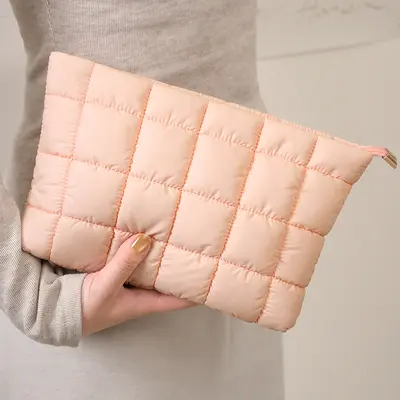 Quilted Clutch Bag and Large Capacity Makeup Bag