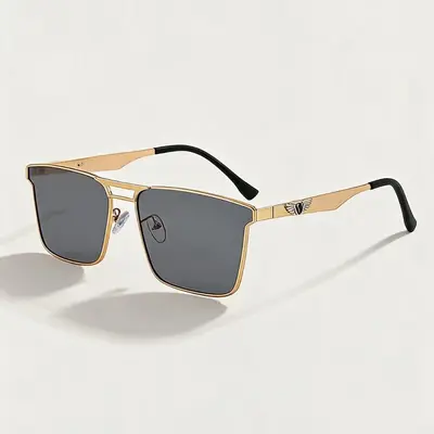 Double-Bridge Metal Square Polarized Sunglasses for Men, Driving - 1