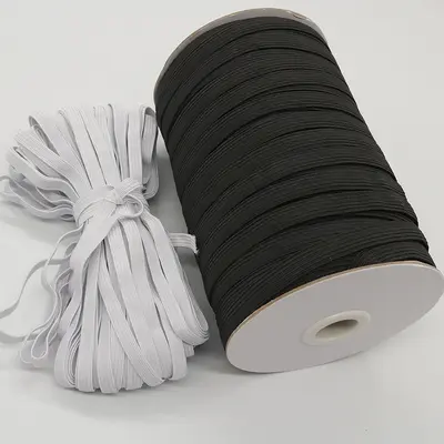 Flat Elastic Band 3-15 mm, Black and White, High Elasticity - 5