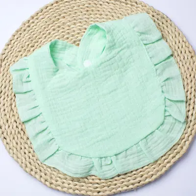Baby Drool Bib with Ruffles and Lace, Cute Design