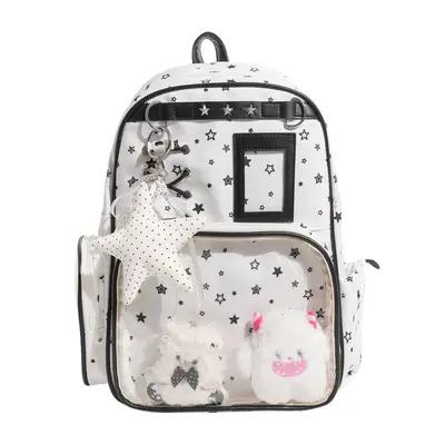 2026 neues Modell Cartoon Stern Rucksack für Damen Schüler Doppelschulter Rucksack niedlich transparent Puppe Tasche einfach großes Fassungsvermögen Schultasche - 6
