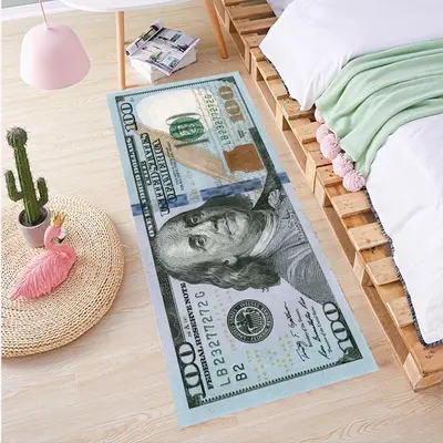Dollar Bill Design Crystal Velvet Floor Mat, Full Coverage - 8