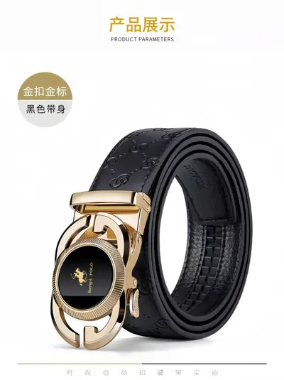 Paolo Men's Genuine Leather Belt Automatic Buckle Waistband Premium Business Style Top-layer Cowhide Trousers Belt for Young Men - 7