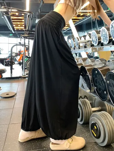 灰色瑜伽运动裤女夏季2026新款高腰宽松显瘦小个子薄款冰丝束脚裤