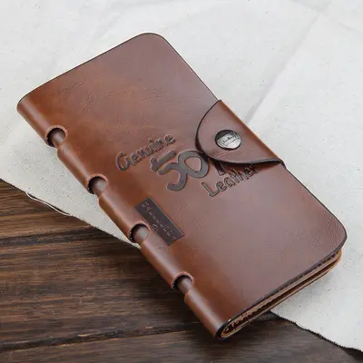 Men's Retro Leather Long Wallet baellerry Multi-Card Slots