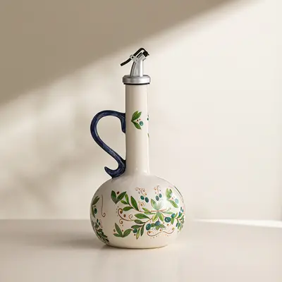 Keramik-Olivenölkanne mit handgemaltem Fischdesign, automatischer Deckel, Sojasauce-Essig-Gewürzflasche für Küche, grenzüberschreitend beliebtes Produkt - 11