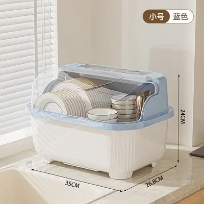 Kitchen storage box large capacity with draining rack - 11