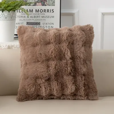 Bubble Rabbit Fur Plush Pillow Cover, Nordic Lumbar Cushion - 11