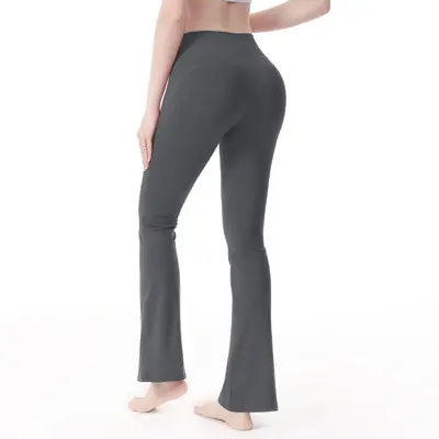 Leopard Print Micro Flare Yoga Pants, Slim Fit - 9