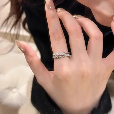 Three-ring micro-inlaid ring - 3