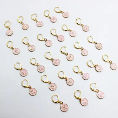 DIY Jewelry Accessories, Double-Sided Pendant, Key Clasp, 26 English Letters, Alloy