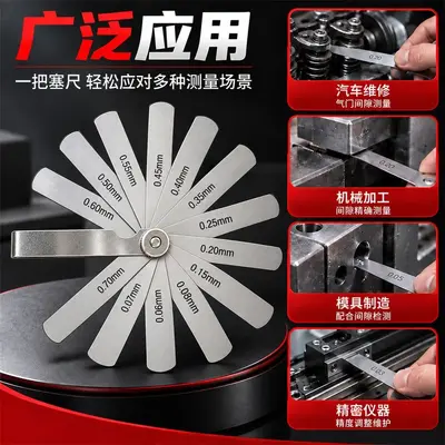 Paslanmaz çelik aralık ölçer seti, 0,06-0,7 mm, 75A13