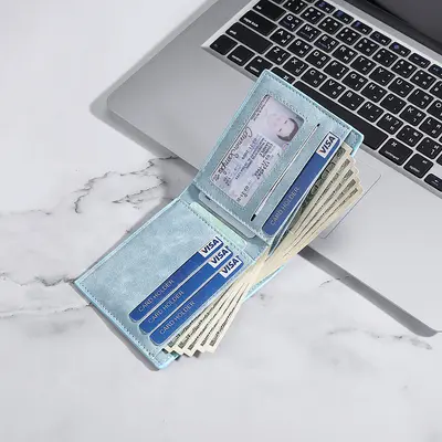Men's Slim Short Soft Leather Wallet with Card Holder - 4