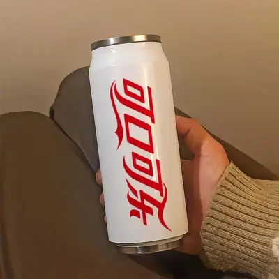 316 Paslanmaz Çelik Vakumlu Kola Şişesi Termos, Pipetli, 330 ml - 5