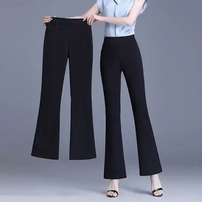 Women's Nine-Point Micro Flare Pants, High Waist, Stretch, 2025 - 6
