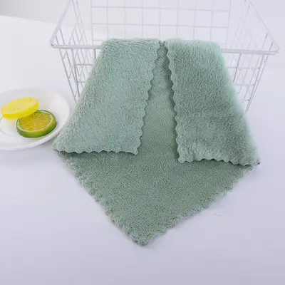 Warp-edge jacquard knitted coral velvet small square towel 30x30 cm children's towel absorbent soft fabric baby face towel - 12