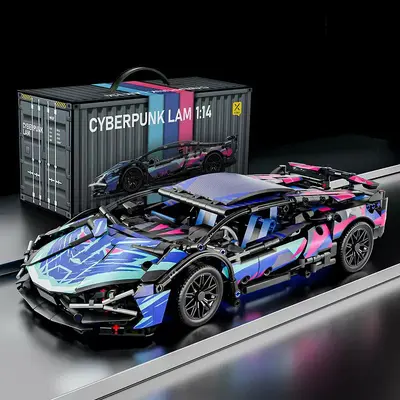 Bugatti montaj yapı blokları spor araba oyuncağı, mekanik set, erkek çocuklar için hediye