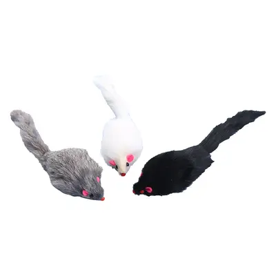 Rabbit Fur Mouse Cat Toy with Built-in Rattle, Chew-Resistant - 6