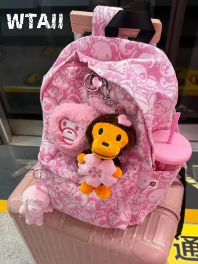 WTAII 2026 New Backpack Versatile Cartoon Pattern Camouflage Fashionable Backpack Animal Jacquard Student Schoolbag Shoulder Bag