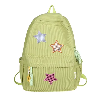 Corduroy Large Capacity Backpack School Bag - 10