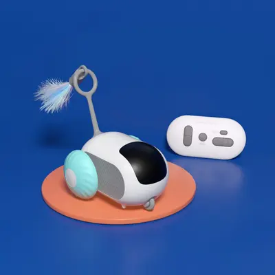 Smart Running Cat Toy Car with Remote Control, Feather Teaser and Mouse - 7