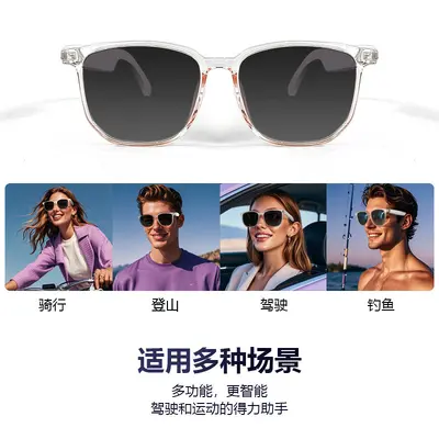 Cross-border smart glasses Bluetooth glasses sunglasses polarized anti-UV anti-blue light music listening and calling with transparent replacement lenses - 3