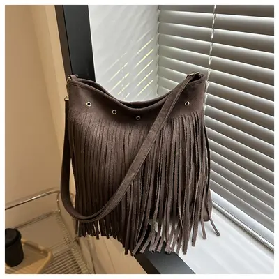 Boho-Umhängetasche mit Quasten und großem Fassungsvermögen - 3