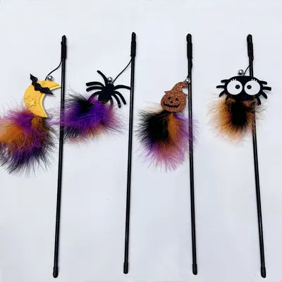 Halloween-Katzenangel mit Federspielzeug - 6
