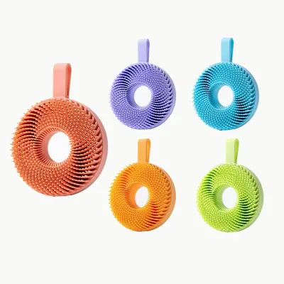 Silikon banyo fırçası, çift taraflı peeling vücut temizleme fırçası, ev tipi cilt yenileyici banyo fırçası, silikon saç yıkama fırçası - 9